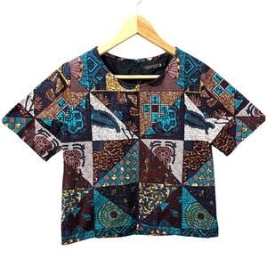 Cotonou Couture Small Patchwork Paisley Patterned Top Summer African Lightweight